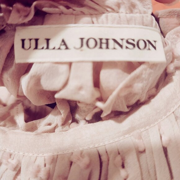 Ulla Johnson Jules Assymetric Midi Dress  Dusty Rose Swiss Dot Size 2 - Picture 8 of 8